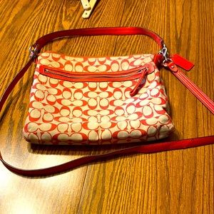 Coach Red &  khaki Shoulder bag, with removable straps